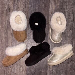 Cozy Fur-Lined Slippers in Black, Tan, and Silver